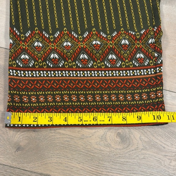 Umgee Green and Orange Striped Boho Wide Leg Pull on Pants - Picture 7 of 10